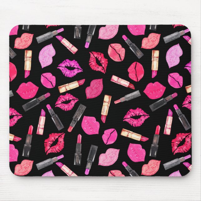 Watercolor Lipstick Pattern Makeup Artist Mouse Pa Pad (Front)