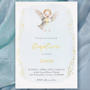watercolor little angel Baptism baby boy