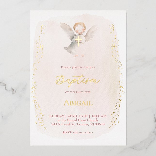 watercolor little angel Baptism baby girl (Front)