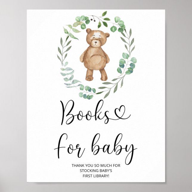 Watercolor little bear, books for baby poster (Front)