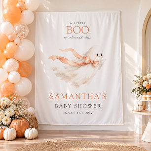 Watercolor Little Boo Baby Shower Photo Backdrop Tapestry