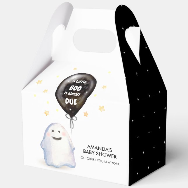 Watercolor Little Boo Balloon Baby Shower Favour Box (Front)