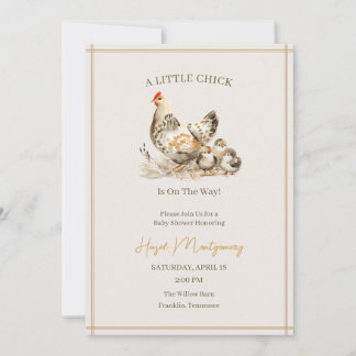 Watercolor Little Chick Baby Shower Invitation