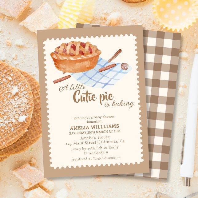 Watercolor Little cutie is baking Boho Baby shower Invitation (Creator Uploaded)