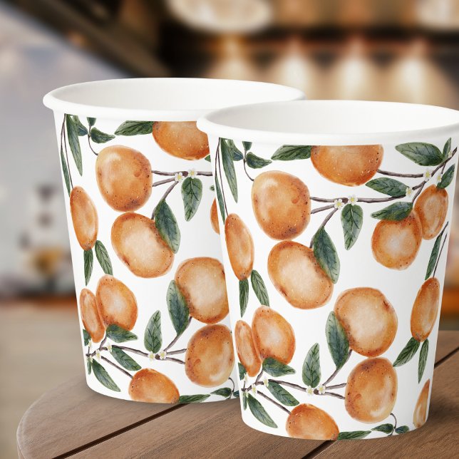 Watercolor Little Cutie Orange Citrus  Paper Cups (Creator Uploaded)