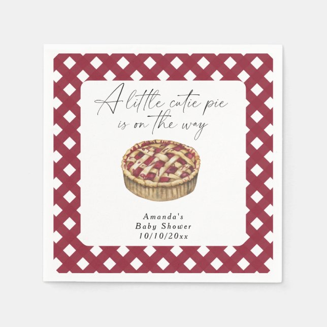 Watercolor little cutie pie baby shower  napkin (Front)