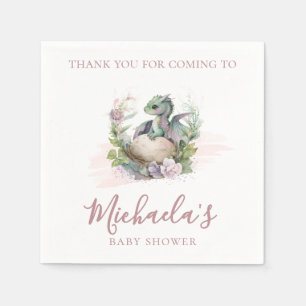 Watercolor Little Dragon Baby Shower Thank You Napkin