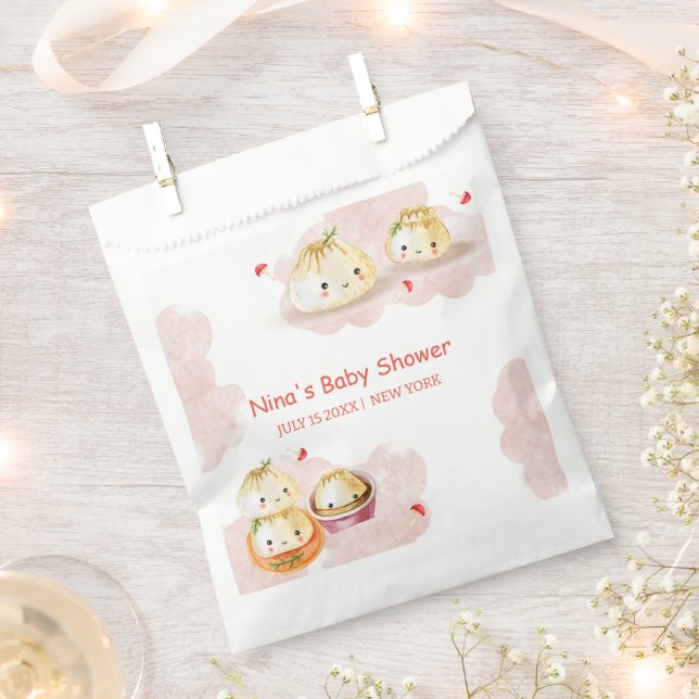 Watercolor Little Dumpling Mushroom Baby Shower  Favour Bags (Clipped)