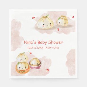 Watercolor Little Dumpling Mushroom Baby Shower  Napkin