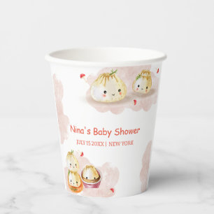 Watercolor Little Dumpling Mushroom Baby Shower  Paper Cups