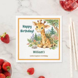 Watercolor Little Explorer Cute Giraffe Adventure Napkin