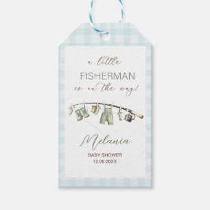 Watercolor Little Fisherman baby shower Gift Tags