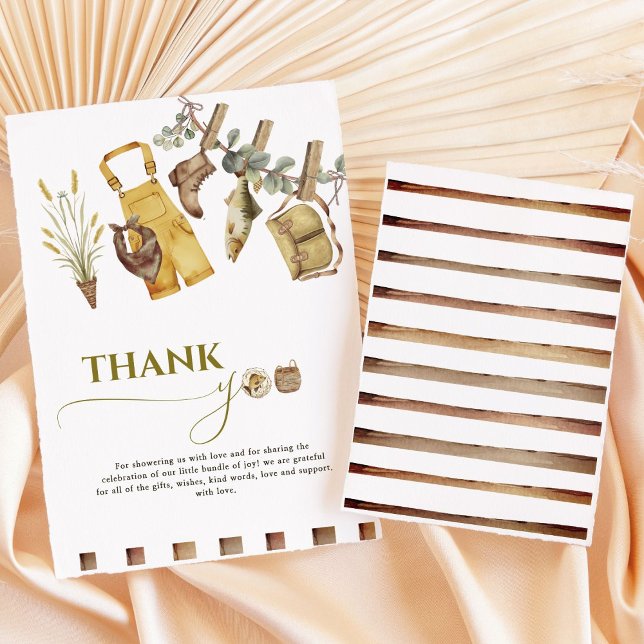 Watercolor Little Fisherman Baby Shower Thank You Card (Creator Uploaded)