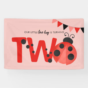 Watercolor Little Lovebug Ladybug 2nd Birthday Banner