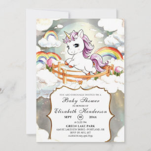 Watercolor Little Magical Unicorn Baby Shower Invitation