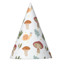 Watercolor Little Mushroom Birthday  Party Hat