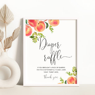 Watercolor little peach diaper raffle sign
