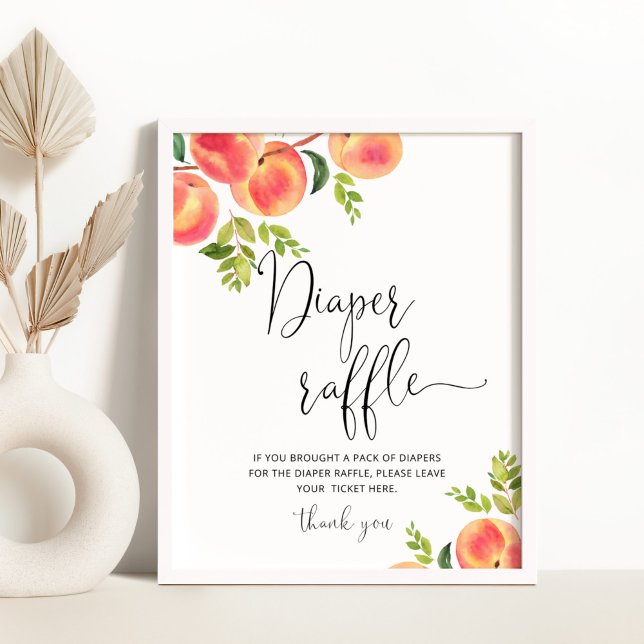 Watercolor little peach diaper raffle sign (Creator Uploaded)