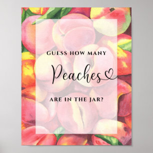 Watercolor little peach - guess how many peaches  poster