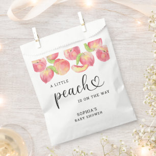 Watercolor Little peach is on the way baby shower  Favour Bags
