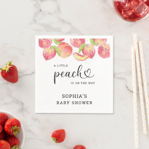 Watercolor Little peach is on the way baby shower  Napkin