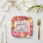Watercolor Little peach is on the way baby shower  Paper Plate<br><div class="desc">Cute Watercolor "Little peach is on the way". Peaches pattern and leaves - Baby shower Invitation. Matching items available.</div>
