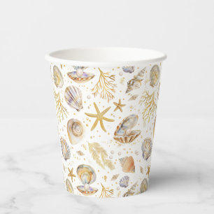Watercolor Little Pearl Beach Baby Shower Paper Cups