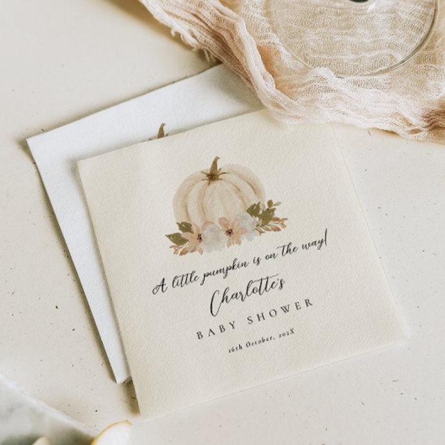 Watercolor Little Pumpkin Baby Shower Paper Napkin (Creator Uploaded)