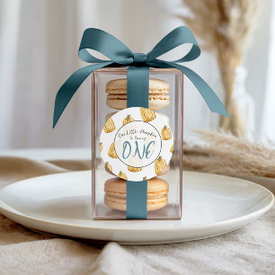 Watercolor Little Pumpkin Blue Fall Birthday Classic Round Sticker