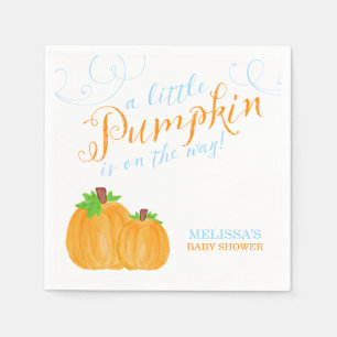 Watercolor Little Pumpkin Fall Boy Baby Shower Napkin