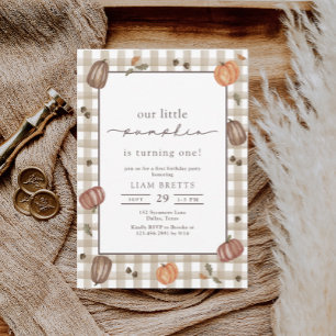 Watercolor Little Pumpkin First Birthday Invitation