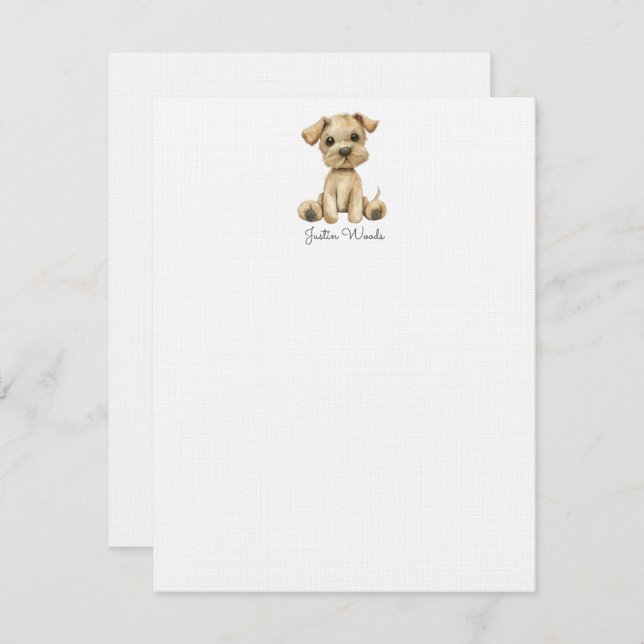 Watercolor Little Puppy Dog Personalised Card (Front/Back)