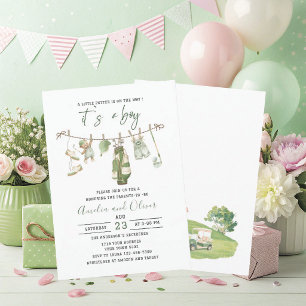 Watercolor Little putter is on the way baby shower Invitation
