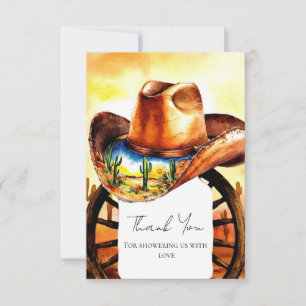 Watercolor Little Rodeo Cowboy Baby Shower Thank You Card