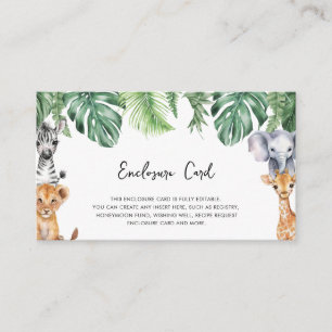 Watercolor Little Wild One Safari Baby Shower Enclosure Card