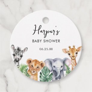 Watercolor Little Wild One Safari Baby Shower Favour Tags