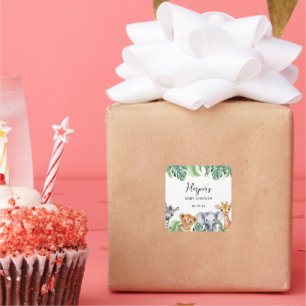 Watercolor Little Wild One Safari Baby Shower Square Sticker