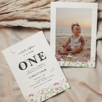 Watercolor Little Wildflower 1st Birthday  Invitat