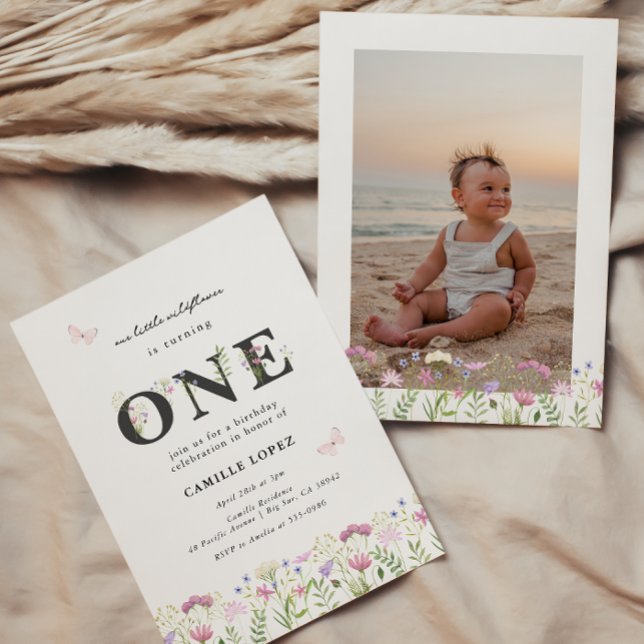Watercolor Little Wildflower 1st Birthday  Invitat Invitation (Creator Uploaded)