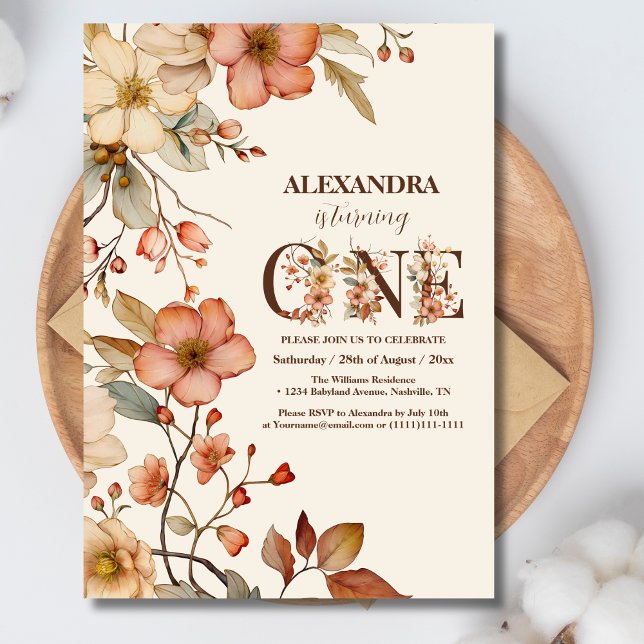 Watercolor Little Wildflower 1st Birthday Invitation (Creator Uploaded)