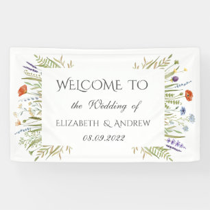Watercolor Little Wildflower Meadow Frame Wedding Banner