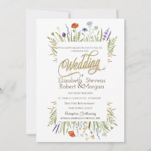 Watercolor Little Wildflower Wedding Invitation