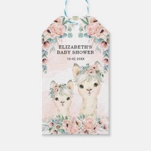 Watercolor Llama Blush Flower Girl Baby Shower Gift Tags
