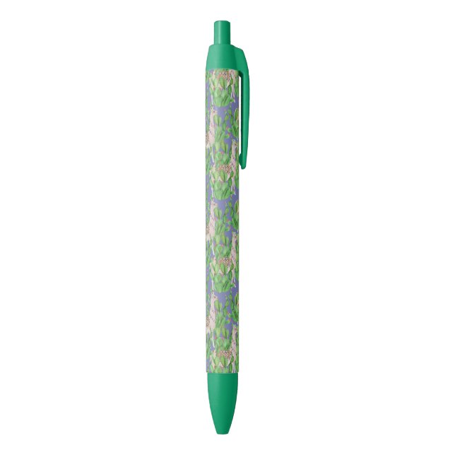 Watercolor Llama & Catus Pattern Black Ink Pen (Bottom (Vertical))