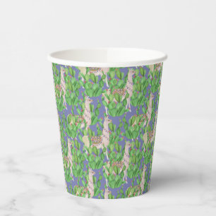 Watercolor Llama & Catus Pattern Paper Cups