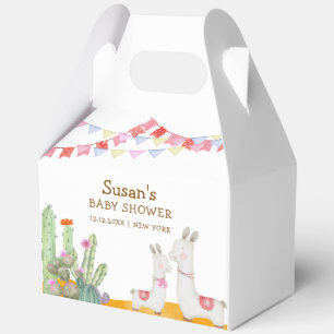 Watercolor Llama Desert Cactus Fiesta Baby Shower Favour Box