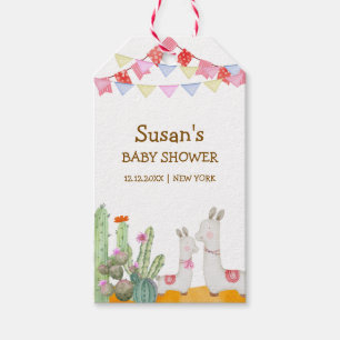 Watercolor Llama Desert Cactus Fiesta Baby Shower Gift Tags