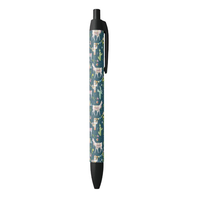 Watercolor Llama Flag Pattern Black Ink Pen (Bottom (Vertical))