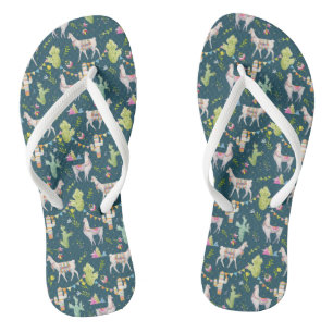 Watercolor Llama Flag Pattern Jandals