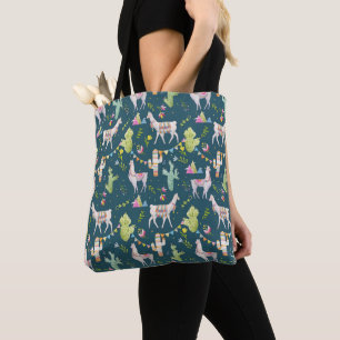 Watercolor Llama Flag Pattern Tote Bag